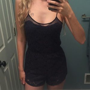 lacy navy romper from hollister